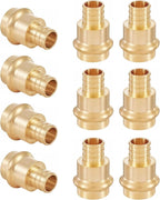 (Pack of 10) Seelink 3/4"Press x 3/4"Pex Crimp Coupling Brass Adapter, Press Fittings For Copper and Pex Pipe Connection(PEX1807346)