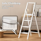 Taranta 4 Step Ladder, Portable Folding Ladder with Wide Pedal, Lightweight Aluminum Step Stool with Convenient Handgrip, 330 lbs Capacity Stepladder for Home, Office - White