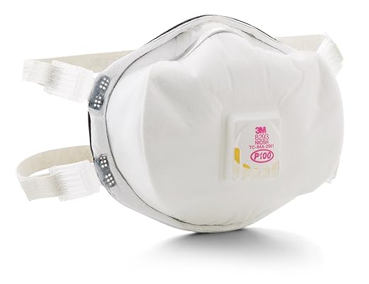 3M Disposable Particulate Cup Respirator 8293 P100 with Cool Flow Exhalation Valve, NIOSH APPROVED, Adjustable Buckle Straps and Noseclip, Face Seal, Individually Packaged