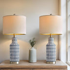 25" Modern Ceramic Lamps Single Table Lamp for Living Room Bedroom Farmhouse Nightstand Bedside Lamps