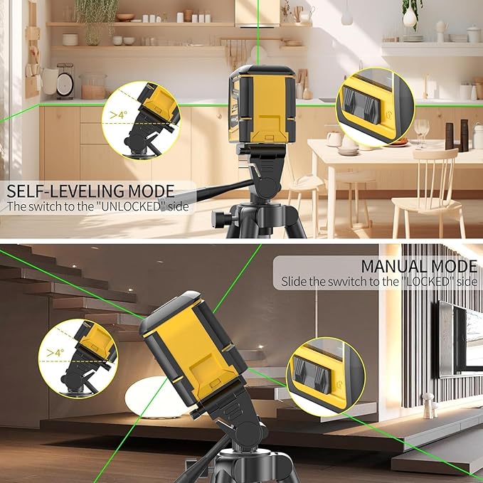 360° Laser Level with Tripod,100ft/30m Self Leveling Laser Level,with Rechargeable Battery & Type-C Charging Port, Self Leveling Wide Angle Cross Leveler Tool for Construction