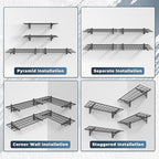 4 Pack Heavy Duty Garage Wall Shelving Set (1.5x4ft), Wall Mounted Garage Shelves 1000lbs Capacity, 18"x96" Shelf Storage Rack Floating Shelves, Black