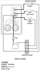 Blue Sea Systems 4324 Water-Resistant Circuit Breaker Switch Panel, Camo, 4 pos. + 12 Volt Socket and Dual USB Charger