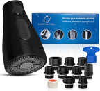 Kitchen Faucet Head Replacement - Pull Down Sprayer for Moen, Delta 3-Function Sink Faucet Head with 9 Nozzles - Kitchen Sink Sprayer Head Replacement Matte Black.