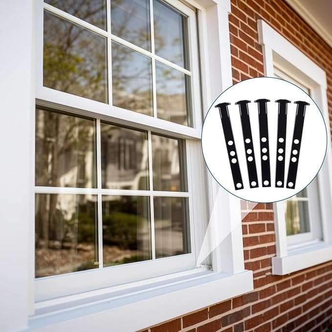 Zonon 6 Pcs 4 Hole Die Cast T Shaped Pivot Bar 3 Inches Mental Window Pivot Bar Sturdy Window Replacement Parts for Home Replacement (Black)