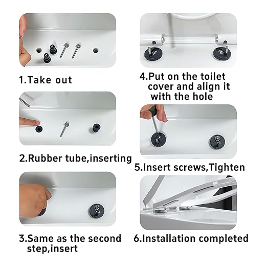 4 PCS Toilet Seat Hinge Bolts, Rubber Expansion Screws with Stainless Steel Hardware for Top Mount Toilet Seat Replacement