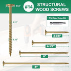 6 Inch Heavy-Duty Outdoor Deck Screws, 50Pcs Star Drive Decking Wood Screws, Rust Resistant Timber Screws for Timber/Log/Landscaping Wood (#14 x 6 Tan
