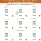 5FT Small Closet System, Baby Closet Organizer System with Wooden Drawers, 60 Inches Walk in Closet System with 5 Hanging Rods and 3 Reversible Hanging Shelving, Crab Green