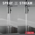 Delta Essa Pro Style Commercial Kitchen Faucet with Pull Down Sprayer, Brushed Nickel Single Hole Kitchen Sink Faucet, Single Handle, Arctic Stainless 9613-AR-DST