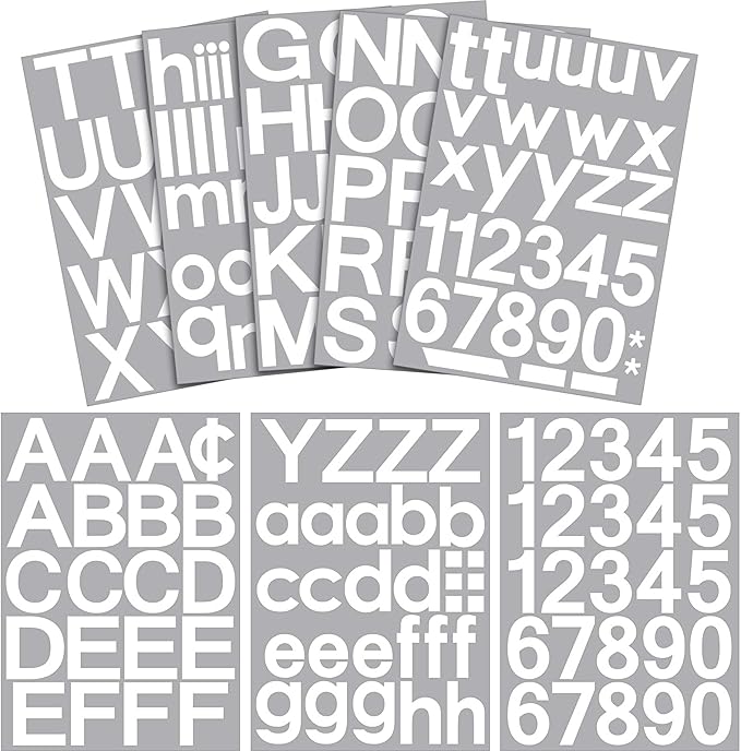 Outus 8 Sheets Vinyl Letter Stickers Self Adhesive Mailbox Alphabet and Numbers Outdoor Vinyl Letters for Scrapbooking Crafts Bulletin Board Classroom School Supplies(3 Inch,White)