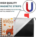 Kawani Fall Mailbox Cover - Autumn Harvest Orange Pumpkin Truck Maple Leaves Magnetic Standard Size 21x18 Inch Thanksgiving Waterproof Post Box Wrap Garden Yard Decor