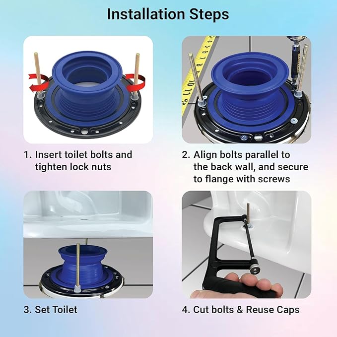 One N Done Toilet Flange Repair Kit - Toilet Kit For Low or Broken Toilet Flange. Toilet Wax Ring Replacement Kit W/Toilet Flange Extender Kit. No Wax Ring For Toilet Bowl Or Toilet Seal Required (1)