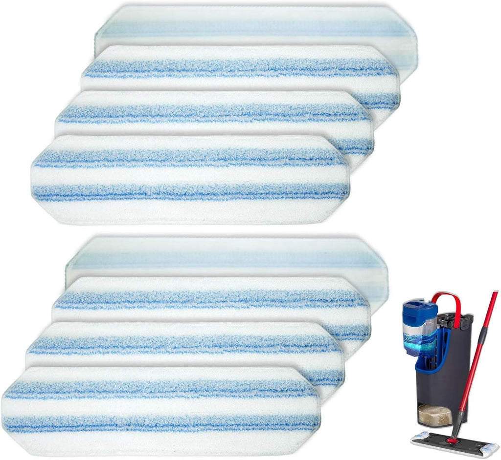 8 Pack Replacement Pads for O-Cedar H2prO Flat Mop System, Microfiber Flat Pads for O Cedar H2prO Flat Mop, Machine Washable/ Reusable, Powerful Stain Removal, for Hardwood, Tile, Marble, Baseboards.