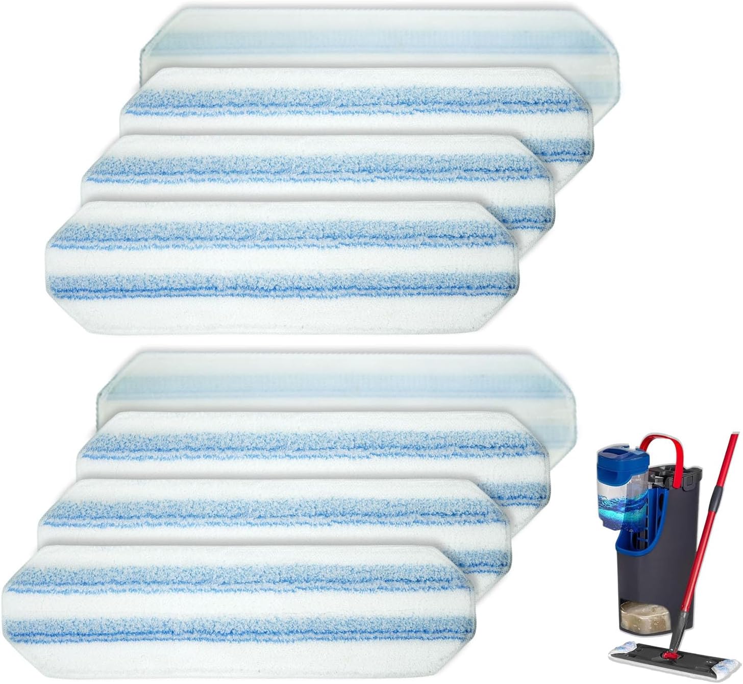 8 Pack Replacement Pads for O-Cedar H2prO Flat Mop System, Microfiber Flat Pads for O Cedar H2prO Flat Mop, Machine Washable/ Reusable, Powerful Stain Removal, for Hardwood, Tile, Marble, Baseboards.