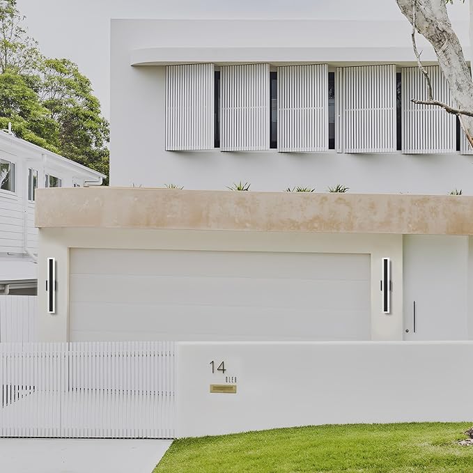 LamQee 23.6 Inch Long Outdoor Wall Lights Modern Exterior Lighting Fixtures for House, Waterproof 3000K 19W 950LM LED Linear Outdoor Wall Sconces Lighting for Porch Patio Garage Door Yard Indoor