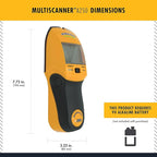Zircon MultiScanner A250 Stud Finder Metal Detector | Live AC Wire Detection | Scanner | Yellow | Pack of 4