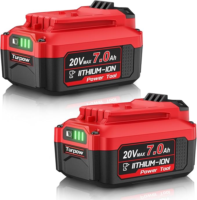 TURPOW 7.0Ah Upgraded Designed for Craftsman 20V Battery V20 Lithium Ion Battery for CMCB205 CMCB204 CMCB206 CMCB202 CMCB201 20V Cordless Power Tools, Long Lasting & Fast Charging Working All Day