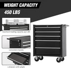 5-Drawer Rolling Tool Chest w/Drawers & Lock, Tool Storage Cabinet with Lockable Wheels, Top Cushion & Drawer Liners, Tool Organizer Box for Garage, Warehouse & Repair Sho