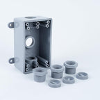 1/2-Inch or 3/4-Inch Weatherproof Electrical Junction Box with Adapters, Gray, Indoor/Outdoor Installation (Single-Gang 4PACK)