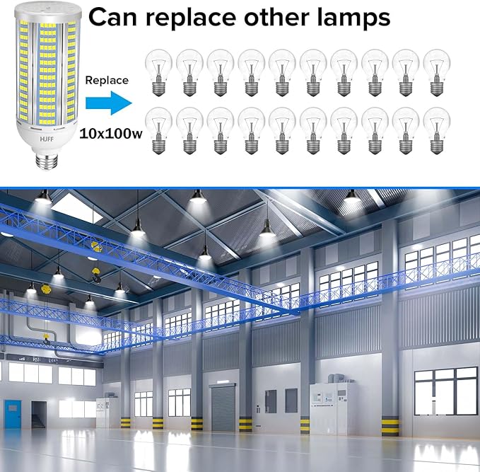 2-Pack 100W LED Corn Light Bulbs,5000K,AC110-277V,15000lm,E26/E39 Base,LED Replacement Metal Halide HID CFL for Commercial Industrial Lighting Warehouse High Bay Light Fixture Garage Workshop