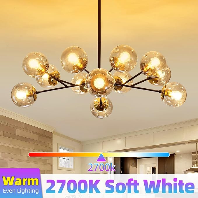 G16.5 LED Bulb Dimmable, 6W, 60 watt Equivalent, 2700K Warm White E26 Globe Bulb, Round Edison Bulbs for Ceiling Fan, Pendant, Chandeliers, 90+CRI 600LM, 6 Pack