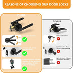 Amerdeco 5 Pack Matte Black Door Handles Interior, Knurled Privacy Door Handles with Lock, Heavy Duty Black Door Lever for Bedroom or Bathroom, Reversible Keyless for Left Right Handed Doors AM0016