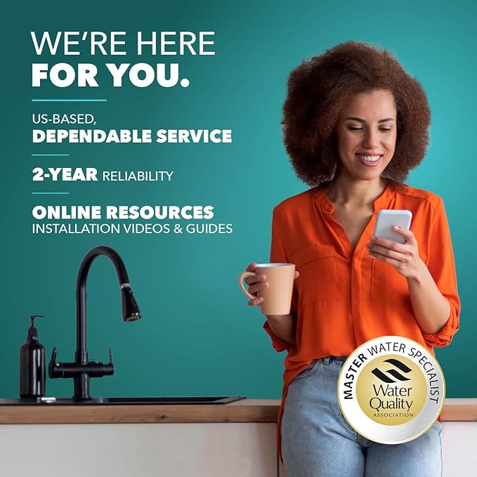 CuZn Under Sink Water Filter for Sink Faucet, 20K Gallons or 2 Year Filtration Life, Reduces PFAs, PFOS, Lead, Chlorine, Improves Taste of Tap Water, NSF/ANSI 42 & 372 Certified High Performance