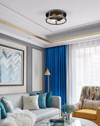 EAPUDUN Farmhouse Flush Mount Ceiling Light, 13" Imitation Wood 2-Light Fixture, Retro Style Lamp for Hallway, Entryway, Bedroom, Kitchen, Dining Room (FMA1138-FBDT)