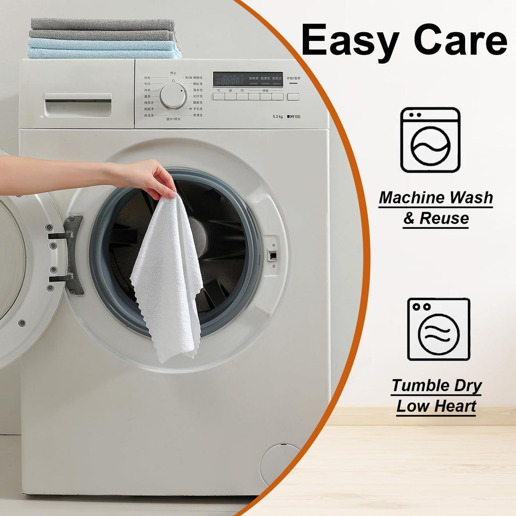 80 Pack Microfiber Cleaning Cloth Roll,Lint Free Rags & Tear Away Reusable Towels Washable Scratch,Ultra Absorbent Dish Rags(12" x 12") for Car Kitchen Home Garage-White