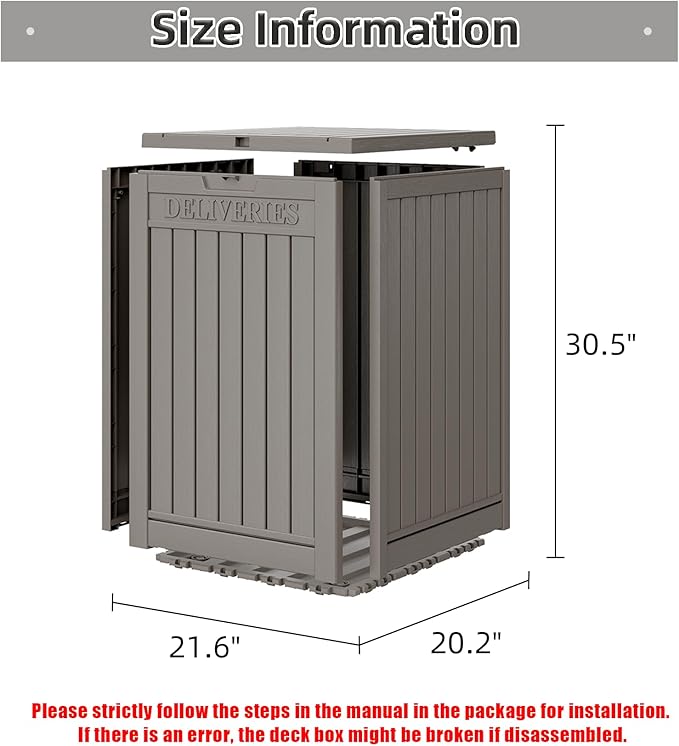 48 Gallon Package Delivery Box for Porch, Outdoor Storage with Lockable Secure, Large Double Wall Resin Outdoor Package Delivery and Waterproof