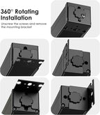 JUNNUJ 20 Amp Power Strip Surge Protector 4800J, Heavy Duty 8 Outlet Metal Multi Angle Mount, 20A Garage Power Strip Shop 6-20R T-Slot, 5-15P Plug 12 Gauge Extension Cord 15ft for Appliance