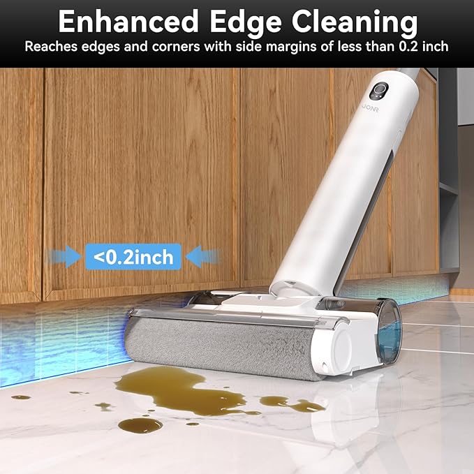 JONR S20 Pro FlexReach Wet Dry Vacuum Cleaner, 180° Lie-Flat Cordless Vacuum Mop All-in-One for Hard Floors, Floor Cleaner Machine with Self Propelled, 0.1Inch Edge Cleaning, One-Step Cleaning, White