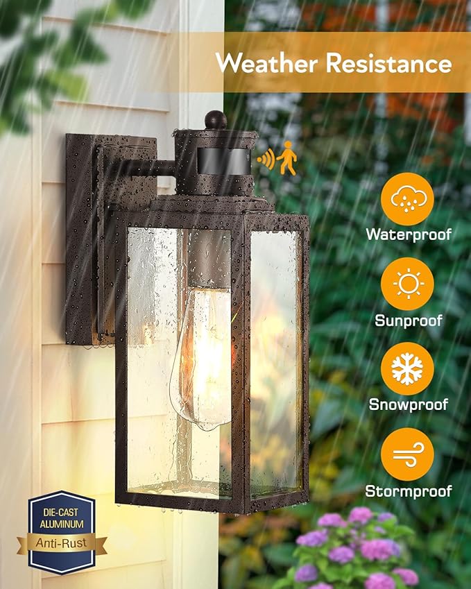 VIANIS Motion Sensor Outdoor Wall Lights, Oil-Rubbed Bronze Dawn to Dusk Exterior Garage Light Fixtures, Aluminum Outside Porch Lights for House Wall Mount, Modern Outdoor Sconce Wall Lantern Lamps