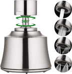 Houtingmaan Kitchen Sink Faucet Aerator with 2 Ball Joint, Big Angle Swivel Sprayer Head Replacement with 4 Spray Models, 55/64-27UNS Famale Thread - Brushed Nickel