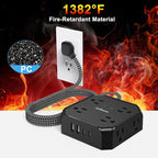 Power Strip Surge Protector - 8 Outlets with 4 USB (2 USB C) Charging Ports,JcBlaon Multi Ultra Thin Flat Plug Outlet Adapter with 5Ft Braided Extension Cord for Home, Office, Dorm,Travel Essentials