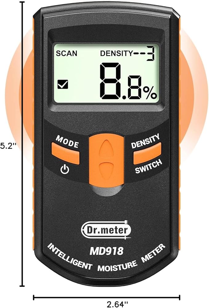 Pinless Wood Moisture Meter, Upgraded Version Inductive Pinless Tools Intelligent Moisture Meter Digital Moisture Meter for Wood (Range 4% - 80% RH; Accuracy: 0.5%), MD918