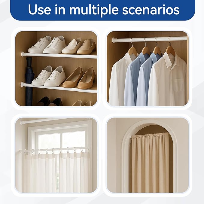 8 Pack Window Security Bars Adjustable 23.6-43.3 Inch Extendable Tension Rods Sliding Glass Door Lock Stick Security Bars with Rubber Tips for Inside Windows Bathroom Cupboard RV Refrigerator 1.2''