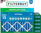 Filterbuy 10x10x2 Air Filter MERV 13 (MPR 1900) Health Defense Replacement (6-Pack), Electrostatic Pleated HVAC AC Furnace Filters, Made in USA (Actual Size: 9.50 x 9.50 x 1.75)