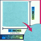 11x11 Inch Slim Microfiber Cleaning Cloths, 30-Pack - Flexible for Tight Spaces (Car Vents/Glass Edges), Lightweight & Scratch-Free, Washable for Kitchen/Bathroom/Car (Blue)