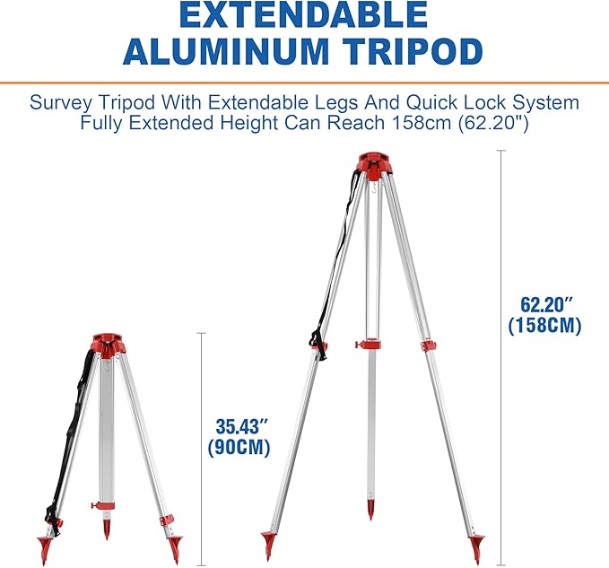 Iglobalbuy Automatic Self Leveling Green Rotary Laser Level 500m Range Kit with Surveying Tripod and Aluminum Grade Rod 16.4 Feet, Leveling Rotating Transit Laser Level Green Beam for Construction