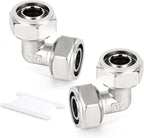 TAISHER 2PCS Brass-Nickel Plated Equal Elbow Fitting，3/4" Tubing,Tube Fitting For Air Piping System
