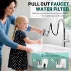 CECEFIN Swivel Water-Filter for Sink-Faucet - Faucet Mount Water Filtration System, Carbon Purifier Reduces 99% Chlorine, Last 528 Gallons Tap Water, Fits Most Pull Out Kitchen/Bathroom/RV Faucets
