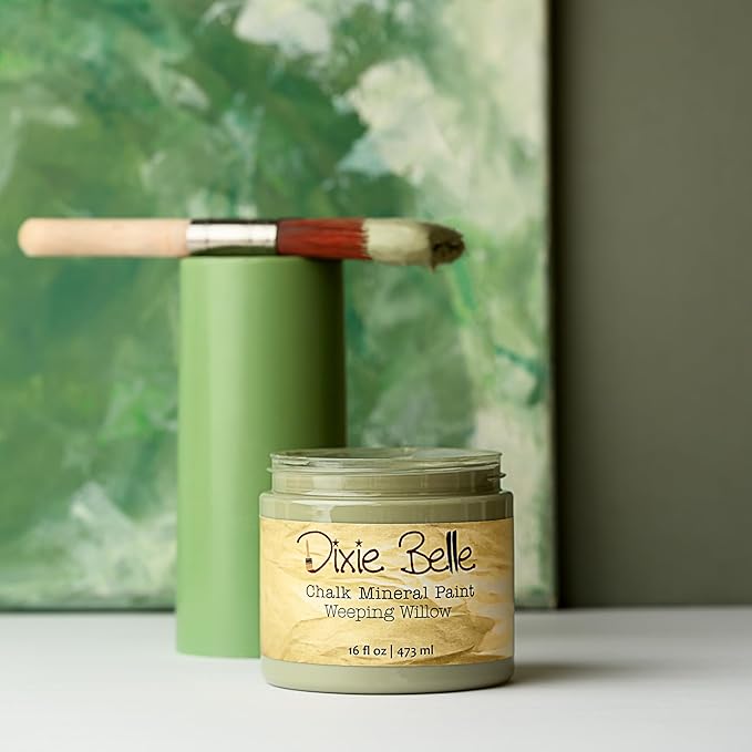 Dixie Belle Paint Company Chalk Finish Furniture Paint - Weeping Willow (4oz) - Matte Soft Green Chic Chalk Mineral DIY Furniture Paint