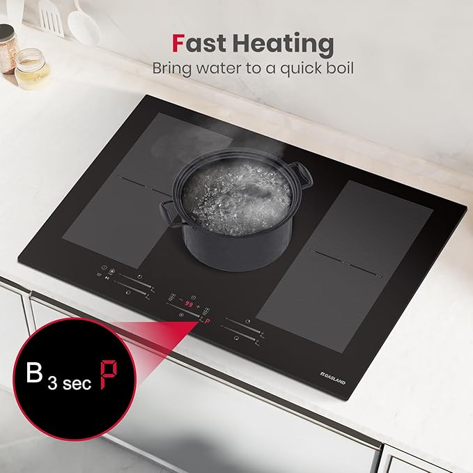 GASLAND Induction Cooktop 30 Inch, Built-in Glass Stove Top IH77BFH 5 Booster Burners Including 2 Flexi Element, 240V Electric Cooktop, 9 Power Levels, Sensor Touch Control, Safety Lock & Timer