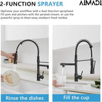 Oil Rubbed Bronze Kitchen Faucet,AIMADI Commercial Style Spring Kitchen Sink Faucet,Modern Single Handle Single Hole Kitchen Faucets with Pull Down Sprayer
