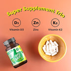 FlavCity Vitamin D Supplement, Triple Threat - 3-in-1 Dietary Supplement for Immune Support - Made with Vitamin D3, Zinc & Vitamin K2 for Maximum Absorption - 30 Capsules