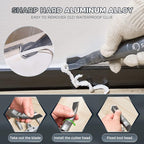 Saker Caulking Tool Kit-Aluminum 4 in 1 Sealant Finishing Tool Grout Remove Scraper Caulk Remover Glass Glue Angle Scraper for Bathroom,Kitchen,Floor,Window,Sink Joint,Frames Seal Silver