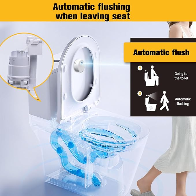 KERDE 3-Inch Water Tank Accessories Touchless Toilet Flush Kit, Automatic Toilet Flusher, Dual Flush Valve Replacement Kit, Battery Powered, One-Piece Toilet Repair,height6.7in-7.9in (3L-21CM)
