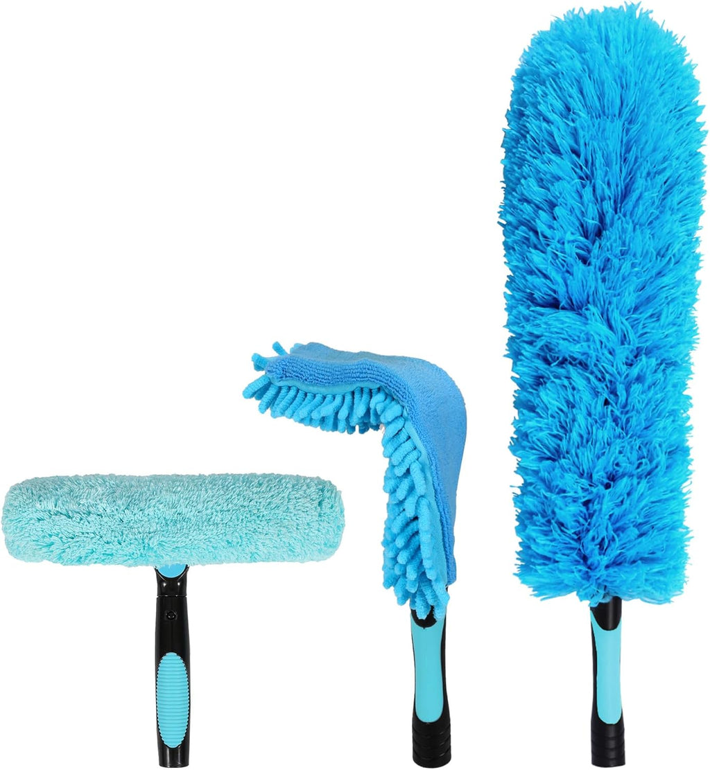 Lineslife High Ceiling Duster Kits,Extendable Reusable Cobweb,Window Cleaning Squeegee,Ceiling Fan Duster,Boat Hook, for High Roof and Glass Surfaces