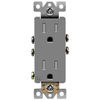 ENERLITES, Gray Decorator Receptacle Outlet, Tamper-Resistant, Residential Grade, 3-Wire, Self-Grounding, 2-Pole, 15A 125V, UL Listed, 61501-TR-GY